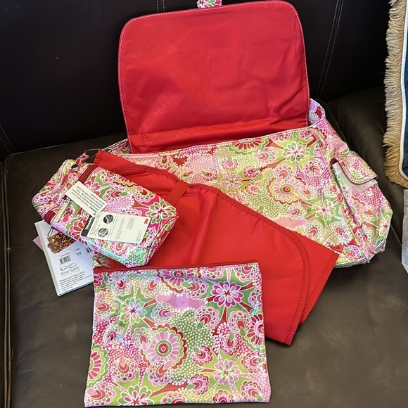 NWT Kalencom Laminated Buckle Diaper Bag, Gypsy Paisley Cotton Candy - Picture 2 of 13